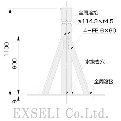 マストベース(700角 100A 1.1m)