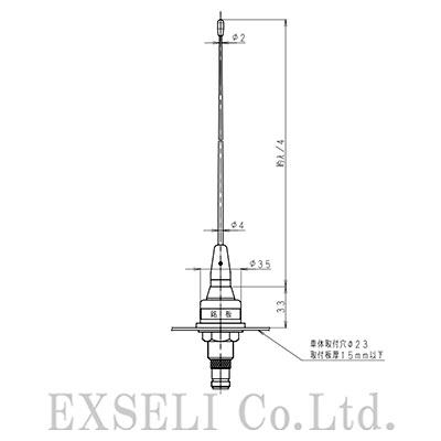 150MHz帯 ルーフトップ用ホイップ(穴アケ式)