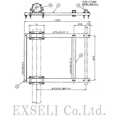 F型アンテナ取付金具(マスト径範囲φ330～φ400)