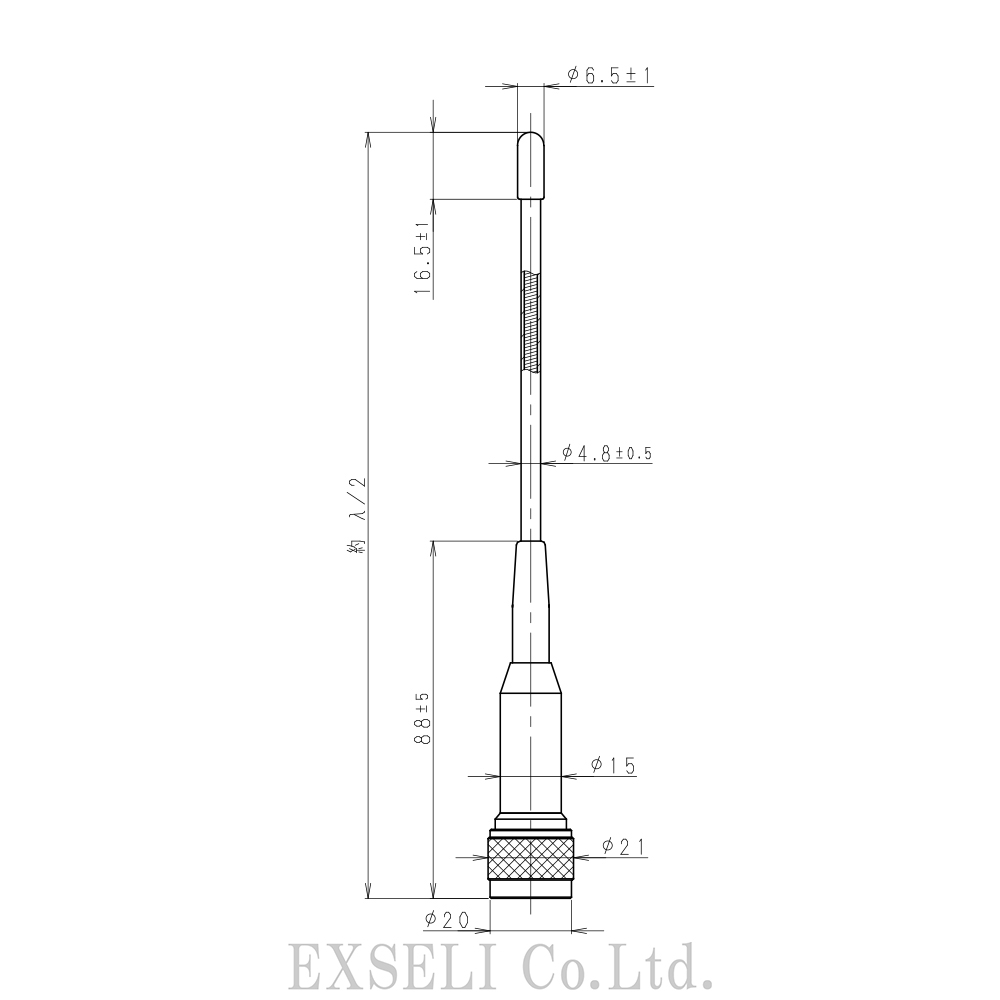 900MHz帯 5/8λホイップアンテナ