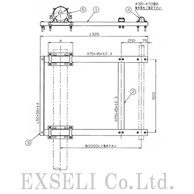 F型アンテナ取付金具(マスト径範囲φ190～φ260)